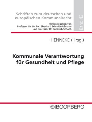 cover image of Kommunale Verantwortung für Gesundheit und Pflege